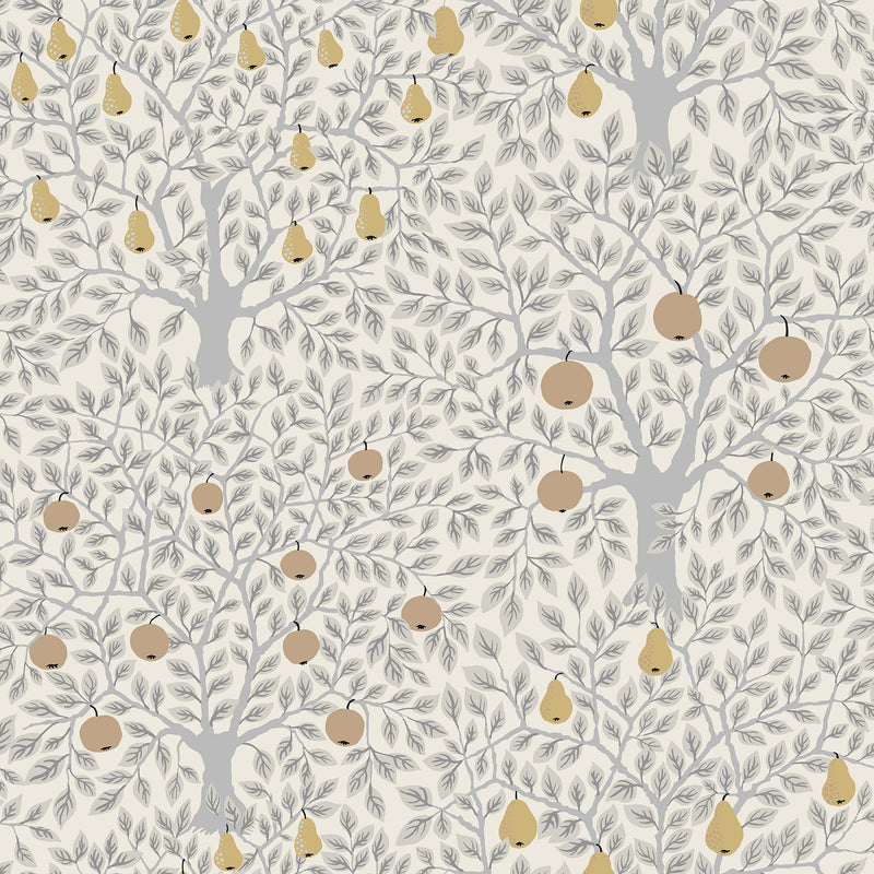 Pomona Fruit Tree Wallpaper Wallpaper A-Street Prints Double Roll Light Grey 