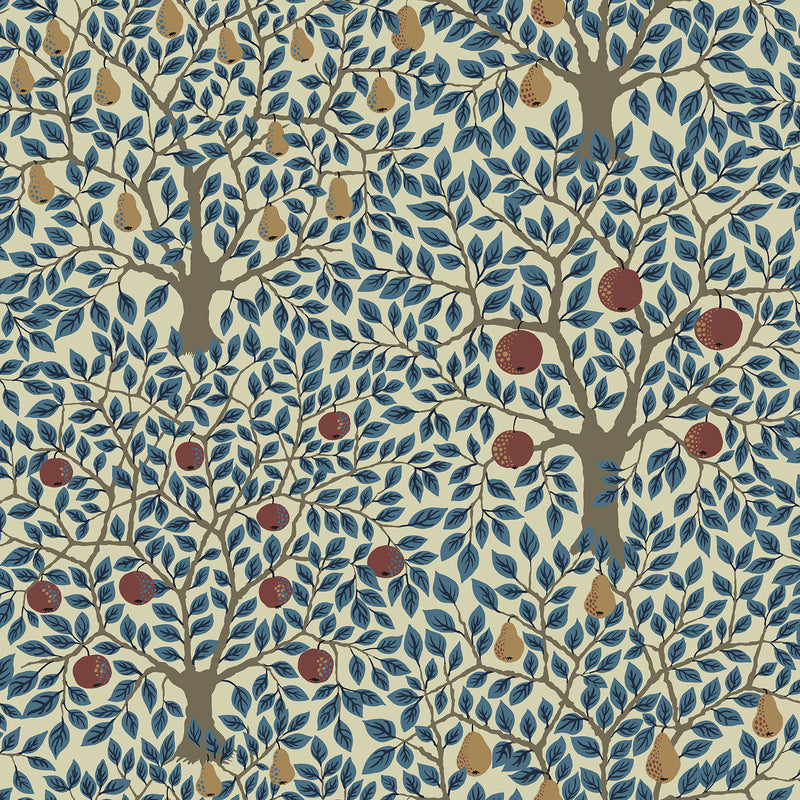 Pomona Fruit Tree Wallpaper Wallpaper A-Street Prints Double Roll Blue 