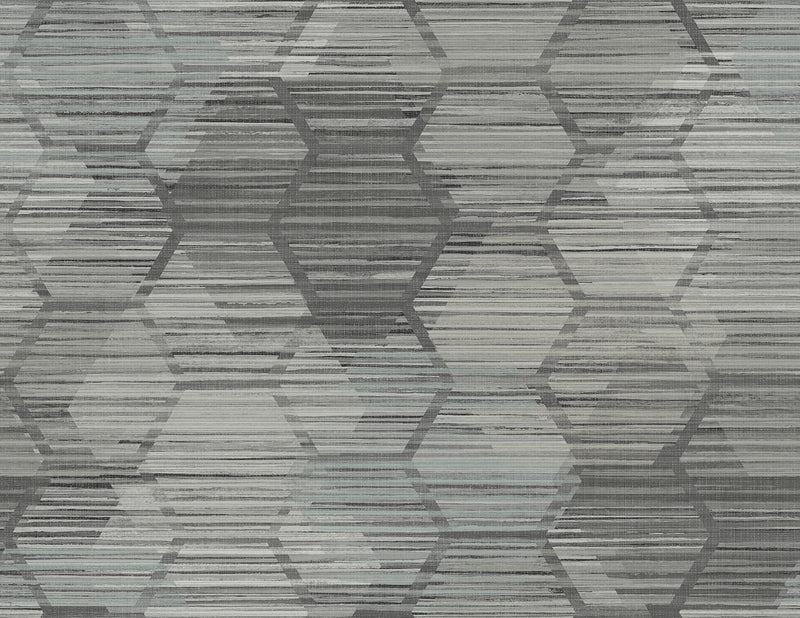 Jabari Geometric Faux Grassclot Wallpaper A-Street Prints Double Roll Charcoal 