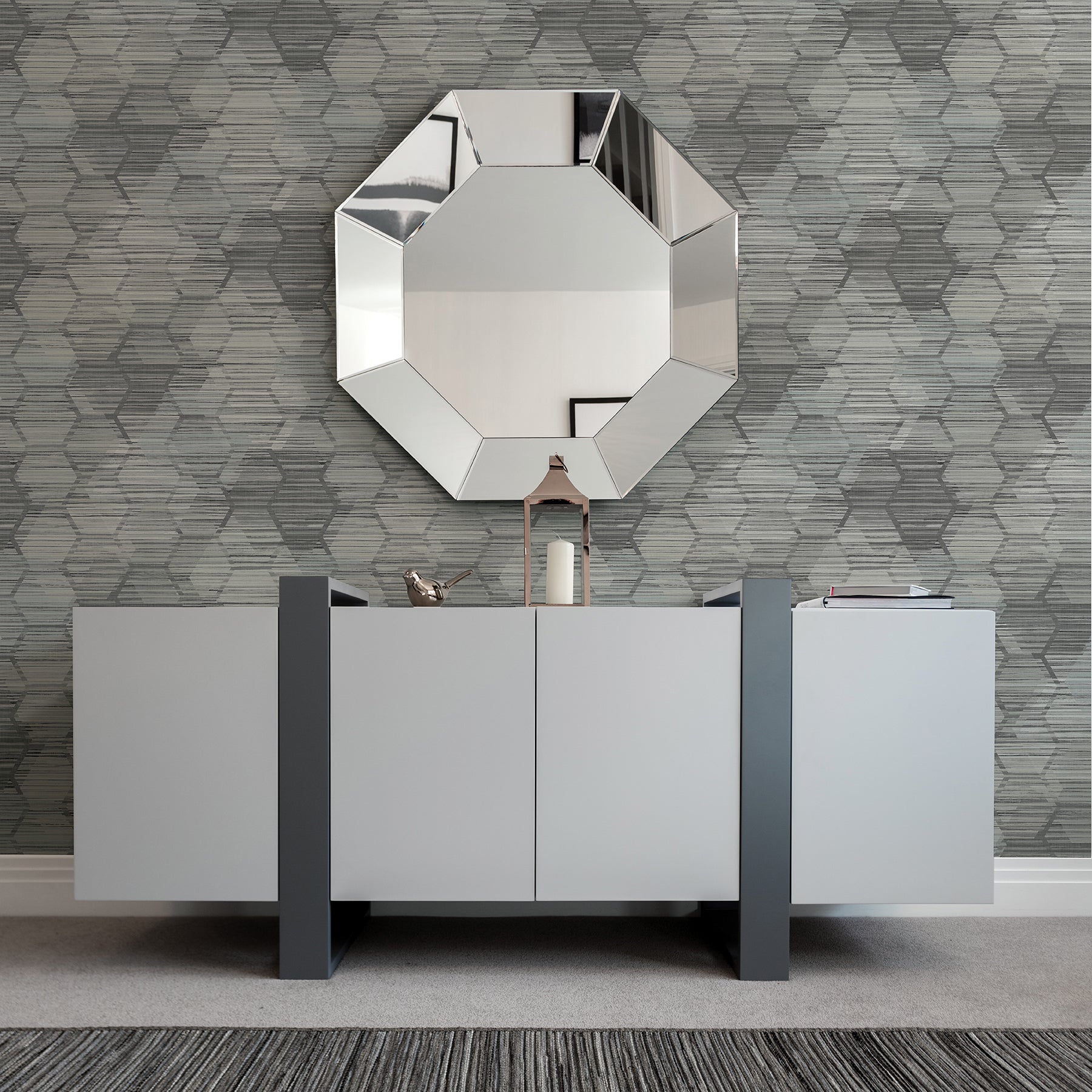 Jabari Geometric Faux Grassclot Wallpaper A-Street Prints   
