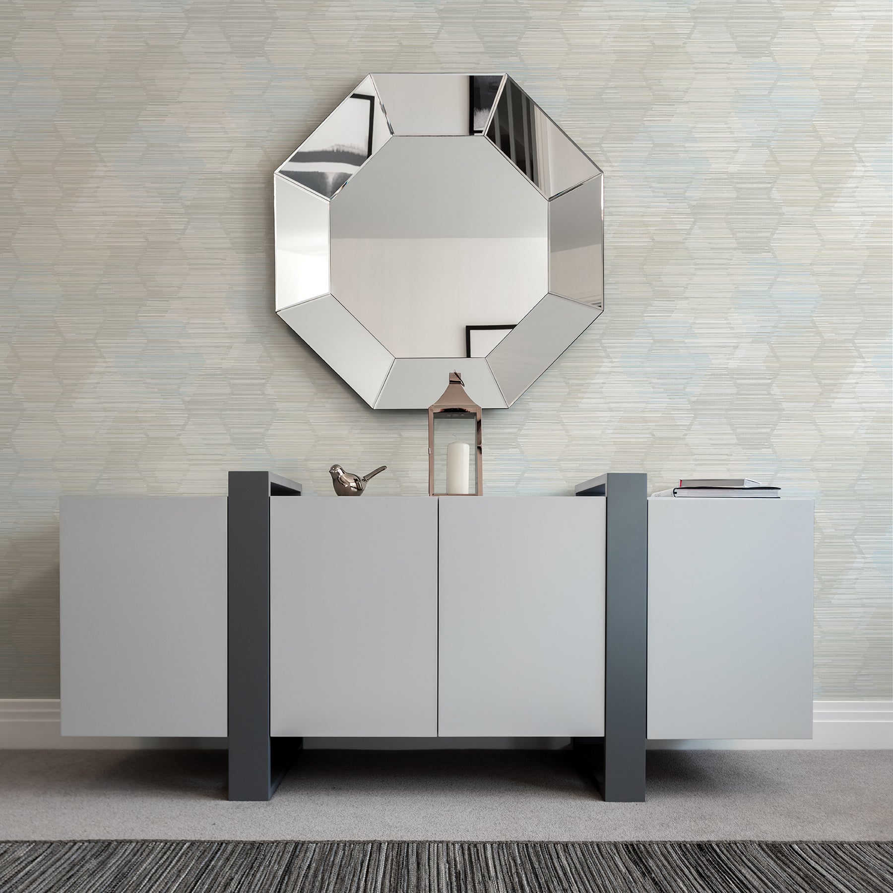 Jabari Geometric Faux Grassclot Wallpaper A-Street Prints   
