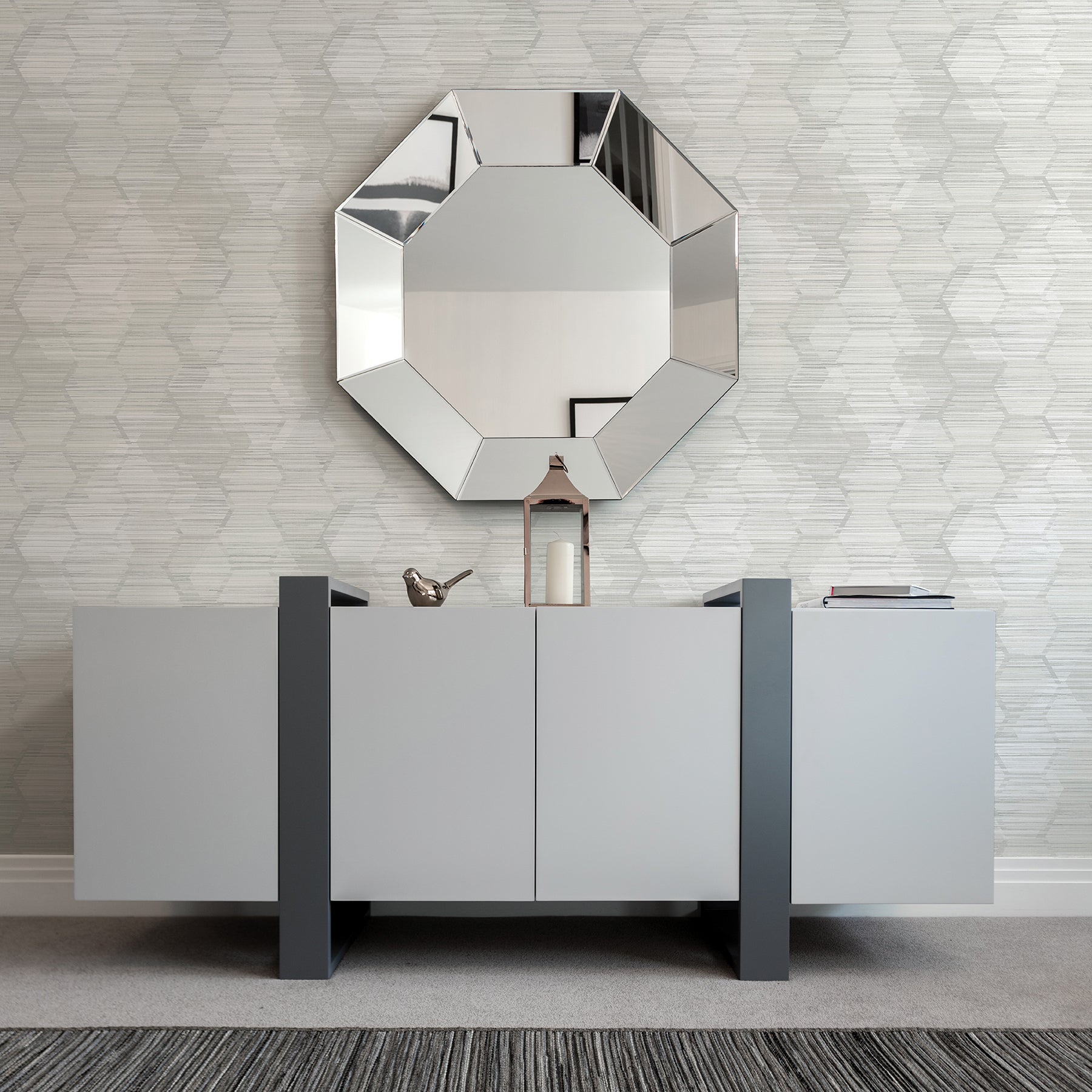 Jabari Geometric Faux Grassclot Wallpaper A-Street Prints   