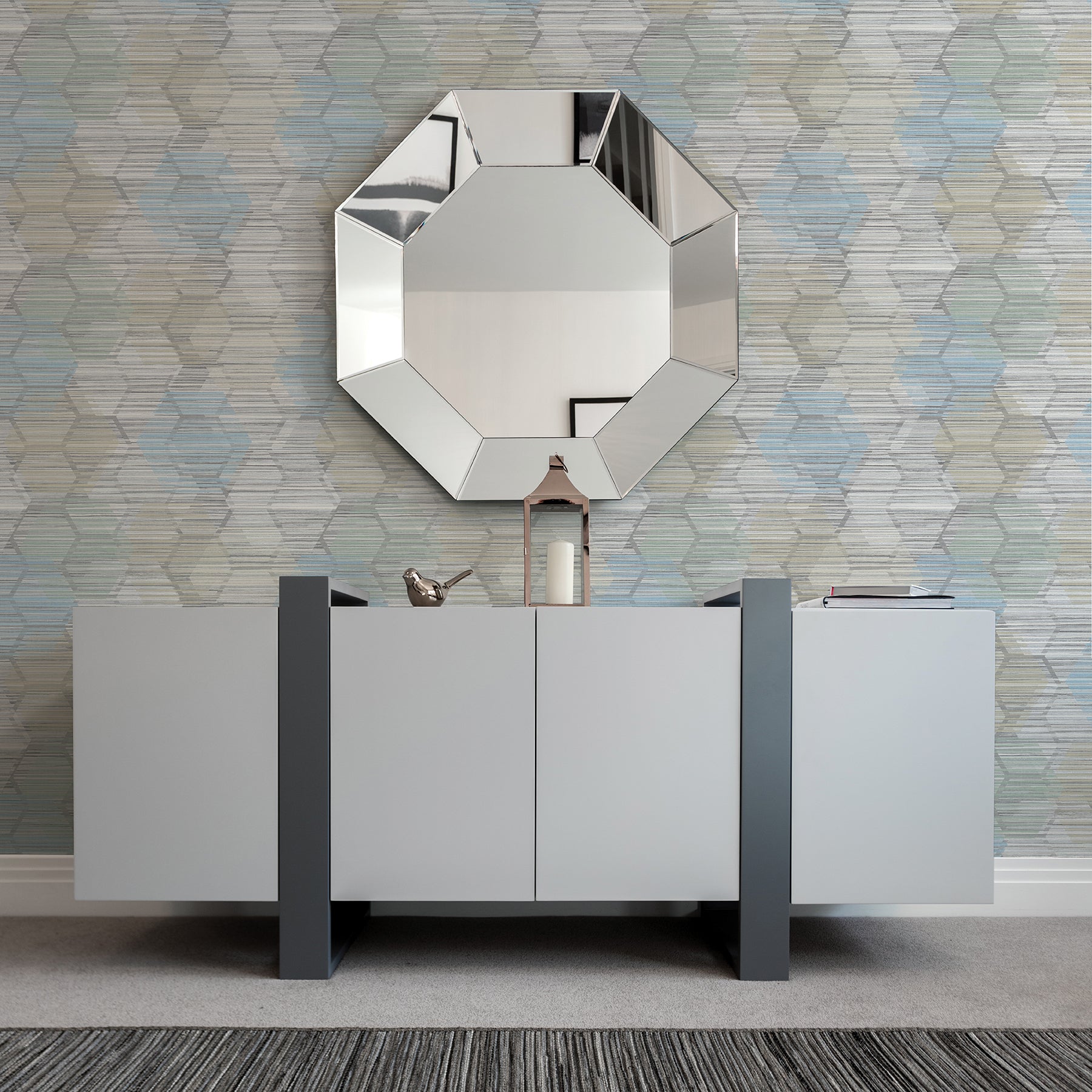 Jabari Geometric Faux Grassclot Wallpaper A-Street Prints   