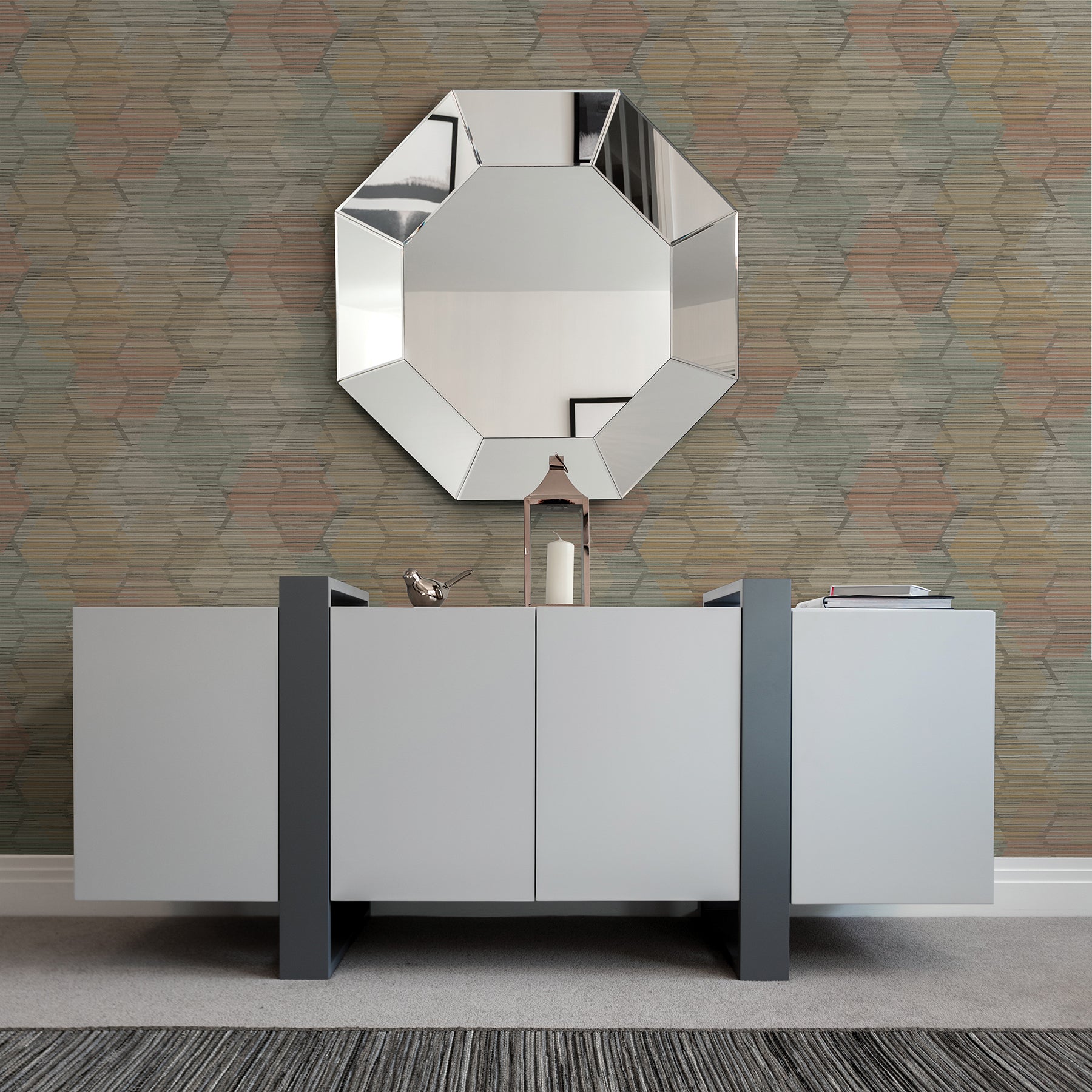 Jabari Geometric Faux Grassclot Wallpaper A-Street Prints   