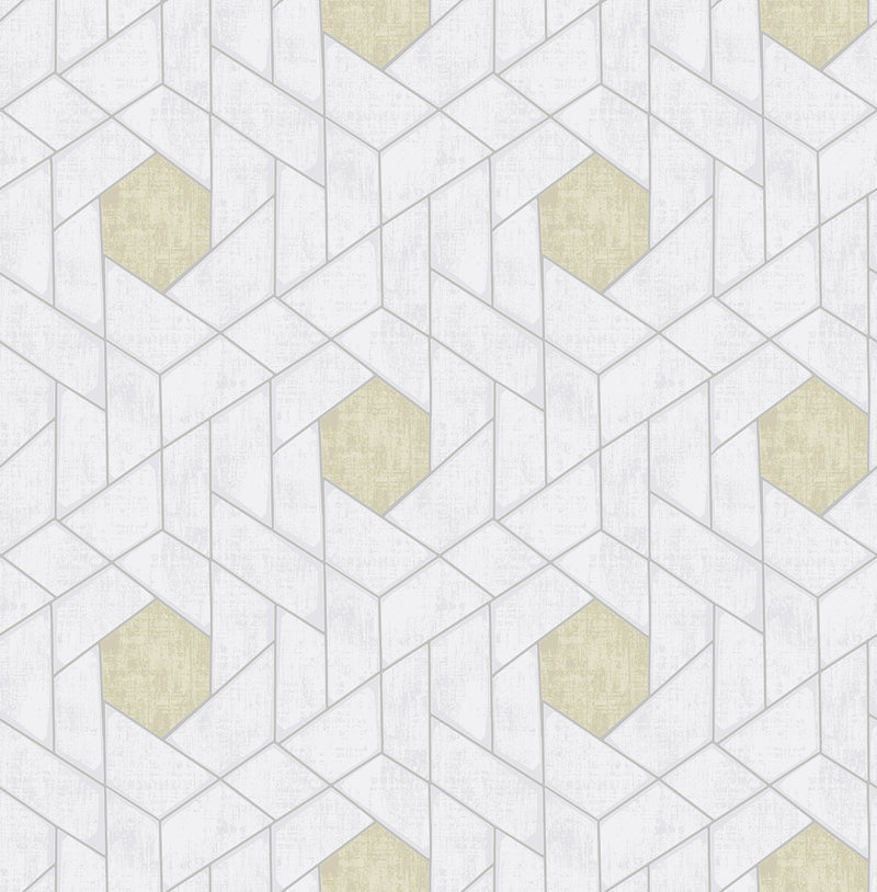 Granada Geometric Wallpaper Wallpaper A-Street Prints Double Roll Silver 