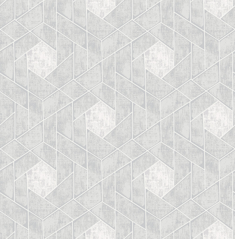 Granada Geometric Wallpaper Wallpaper A-Street Prints Double Roll Light Grey 