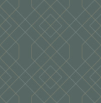 Ballard Pewter Geometric Wallpaper Wallpaper A-Street Prints Double Roll Teal 
