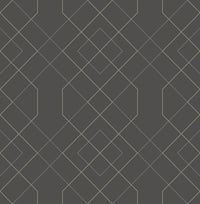 Ballard Pewter Geometric Wallpaper Wallpaper A-Street Prints Double Roll Grey 