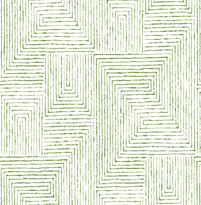 Merritt Geometric Wallpaper Wallpaper A-Street Prints Double Roll Green 