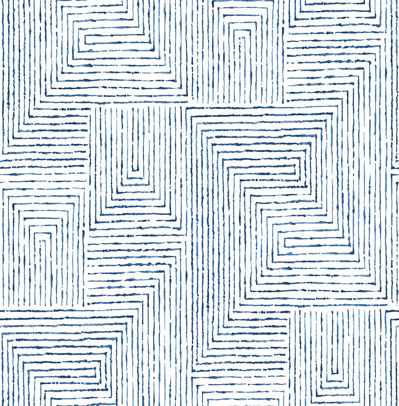 Merritt Geometric Wallpaper Wallpaper A-Street Prints Double Roll Indigo 