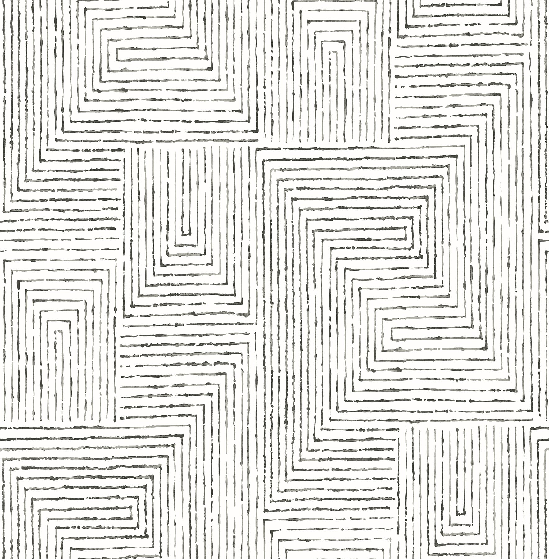 Merritt Geometric Wallpaper Wallpaper A-Street Prints Double Roll Black 
