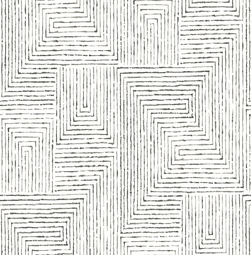 Merritt Geometric Wallpaper Wallpaper A-Street Prints Double Roll Black 