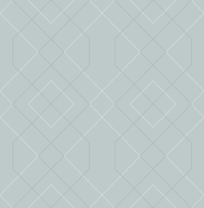 Ballard Pewter Geometric Wallpaper Wallpaper A-Street Prints Double Roll Light Blue 