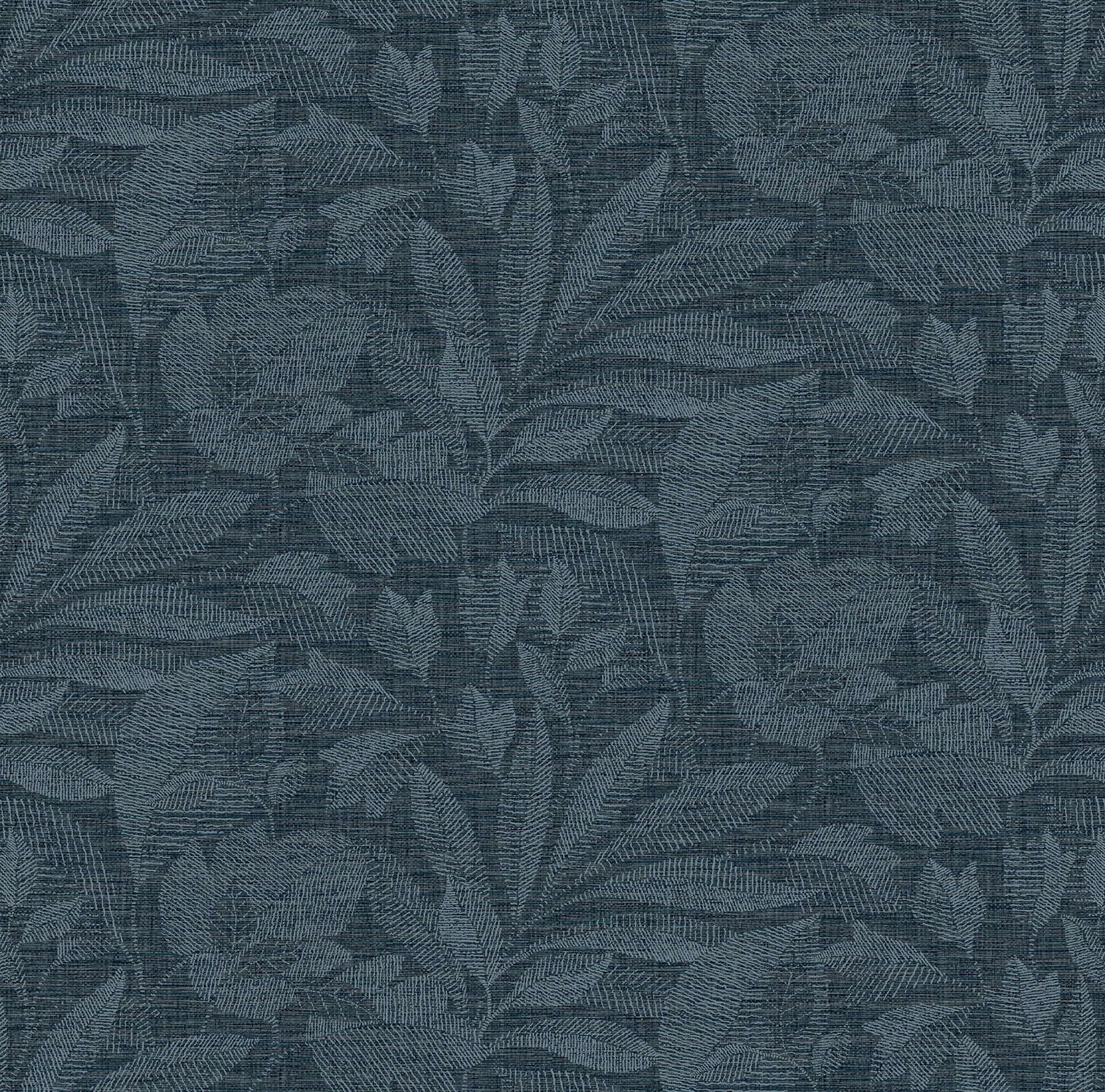 Lei Etched Leaves Wallpaper Wallpaper A-Street Prints Double Roll Navy 