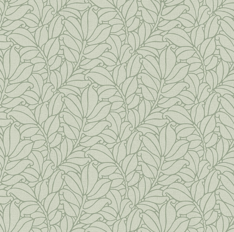 Coraline Leaf Wallpaper Wallpaper A-Street Prints Double Roll Green 