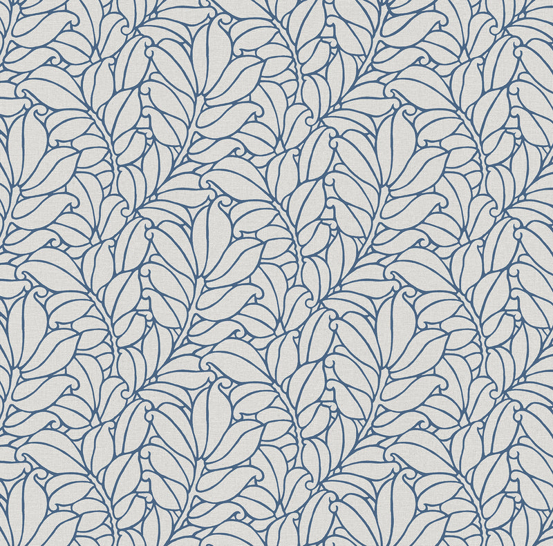 Coraline Leaf Wallpaper Wallpaper A-Street Prints Double Roll Blue 