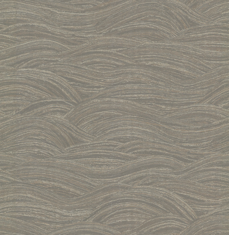 Leith Zen Waves Wallpaper Wallpaper A-Street Prints Double Roll Grey 