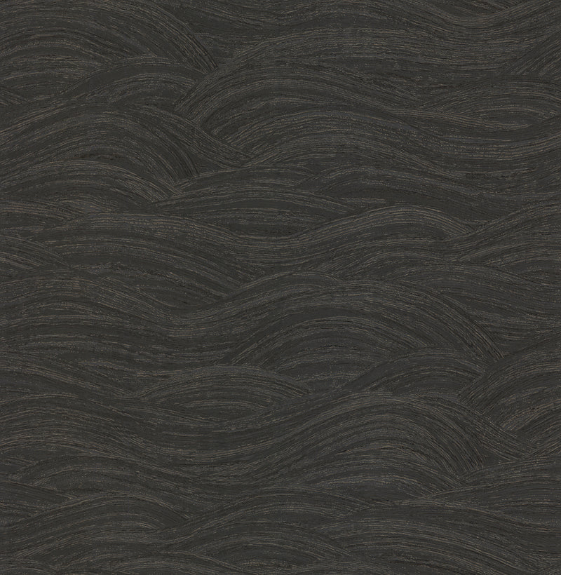 Leith Zen Waves Wallpaper Wallpaper A-Street Prints Double Roll Black 