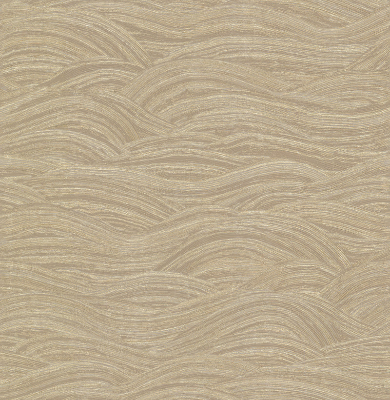 Leith Zen Waves Wallpaper Wallpaper A-Street Prints Double Roll Gold 