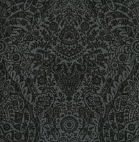 Maris Flock Damask Wallpaper Wallpaper A-Street Prints Double Roll Charcoal 