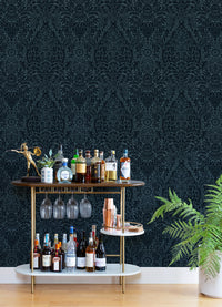 Maris Flock Damask Wallpaper Wallpaper A-Street Prints   