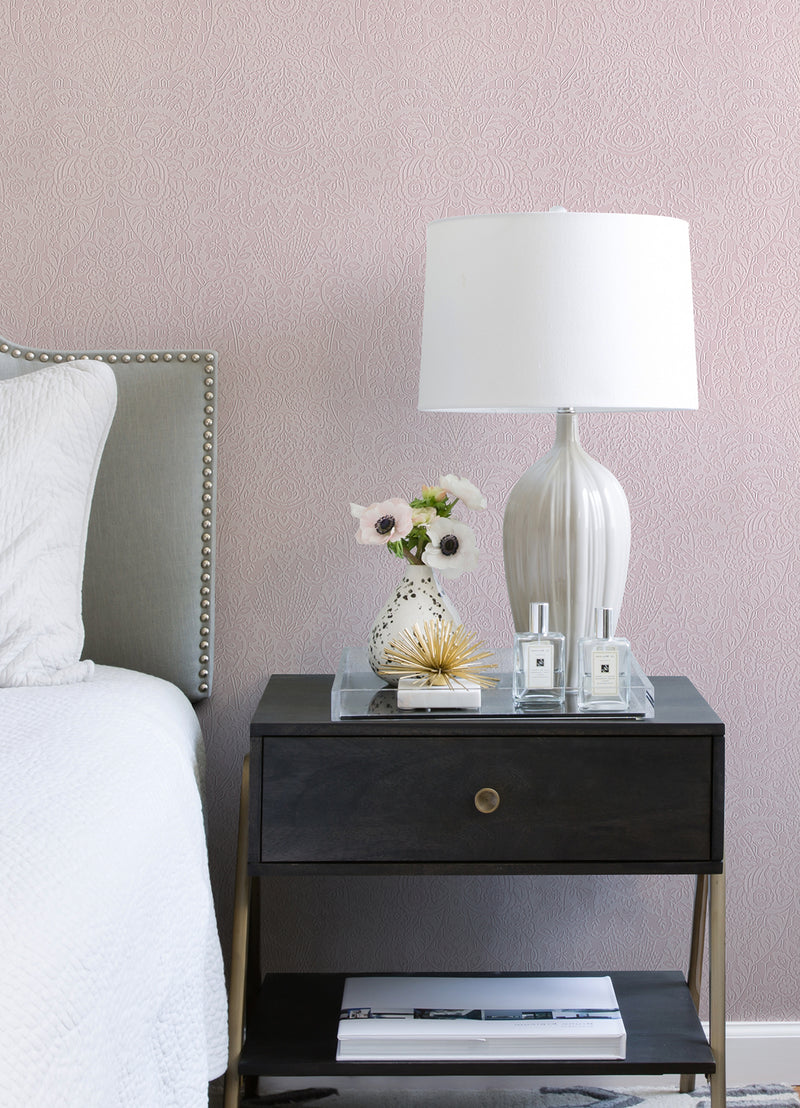 Maris Flock Damask Wallpaper Wallpaper A-Street Prints   