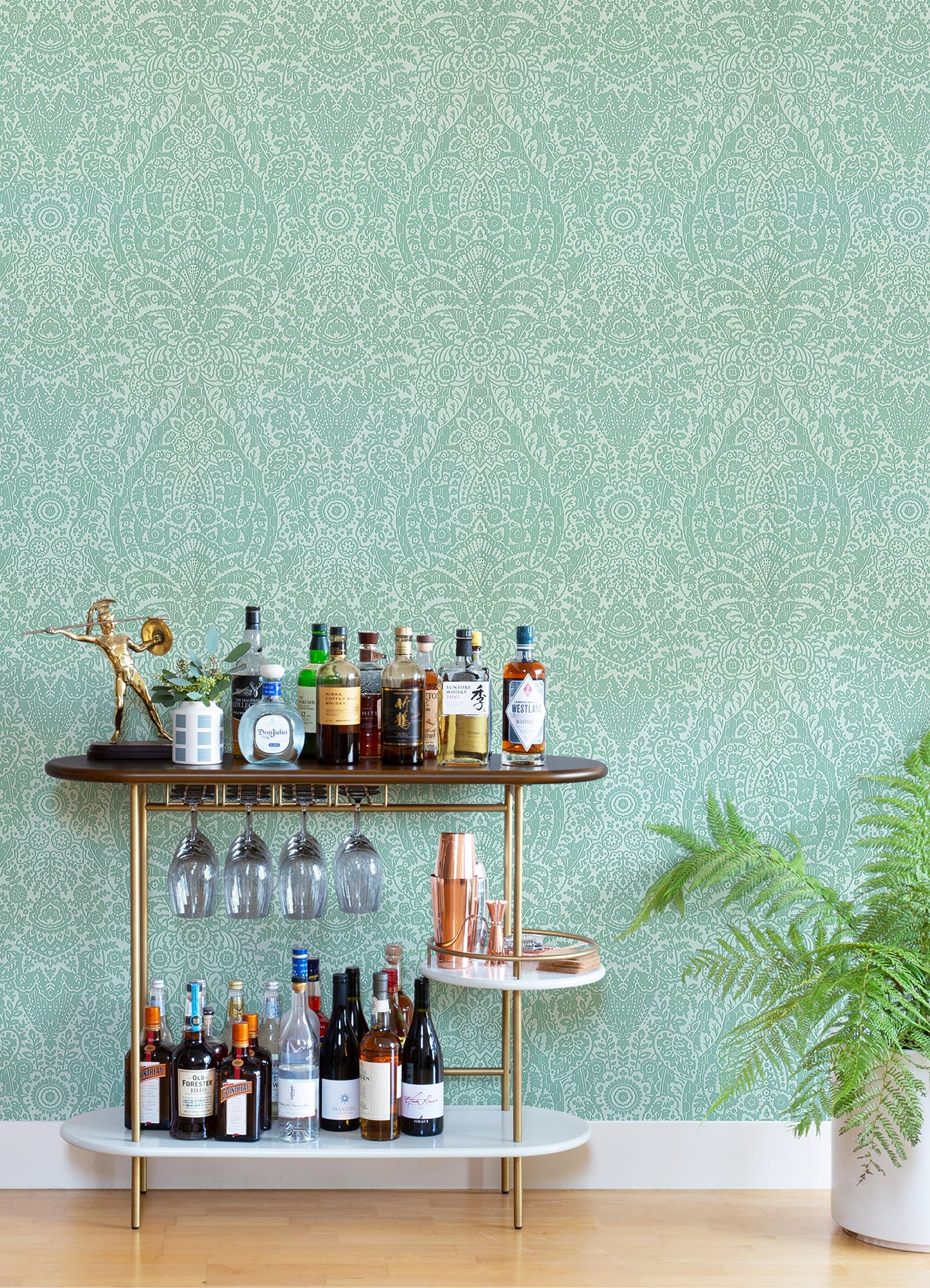 Maris Flock Damask Wallpaper Wallpaper A-Street Prints   