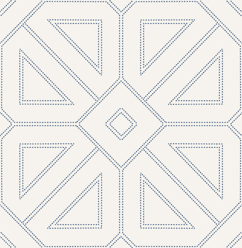 Voltaire Beaded Geometric Wallpaper Wallpaper A-Street Prints Double Roll Indigo 