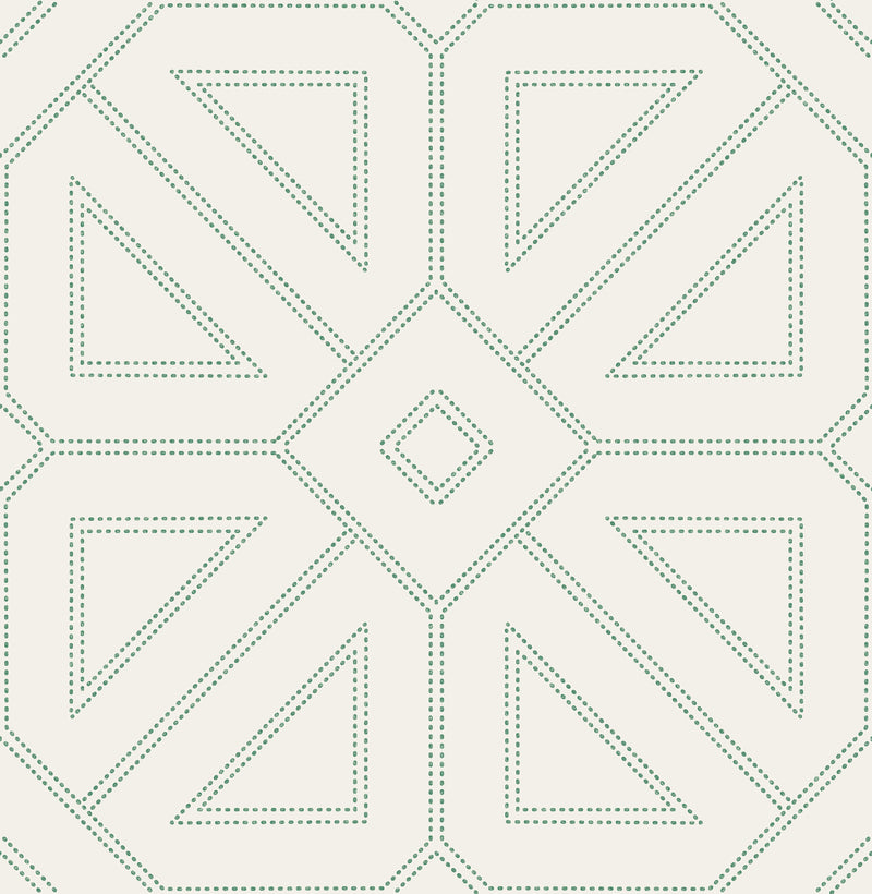 Voltaire Beaded Geometric Wallpaper Wallpaper A-Street Prints Double Roll Green 