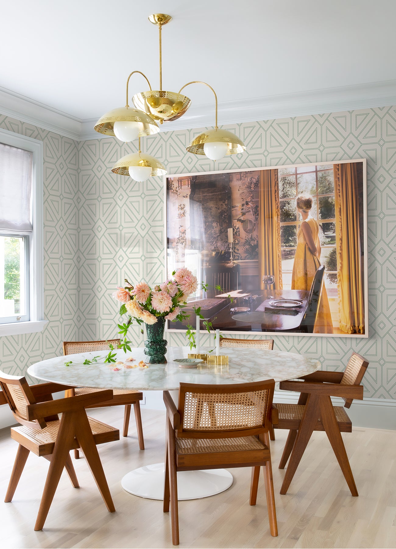 Voltaire Beaded Geometric Wallpaper Wallpaper A-Street Prints   