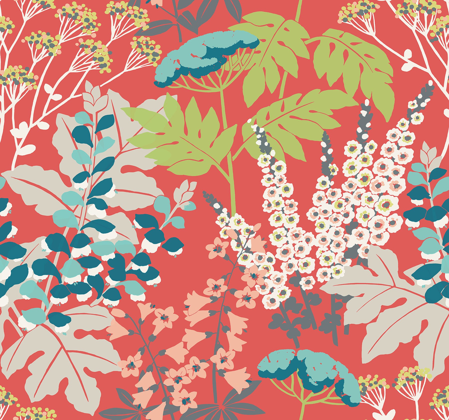 Brie Dark Forest Flowers Wallpaper Wallpaper A-Street Prints Double Roll Red 