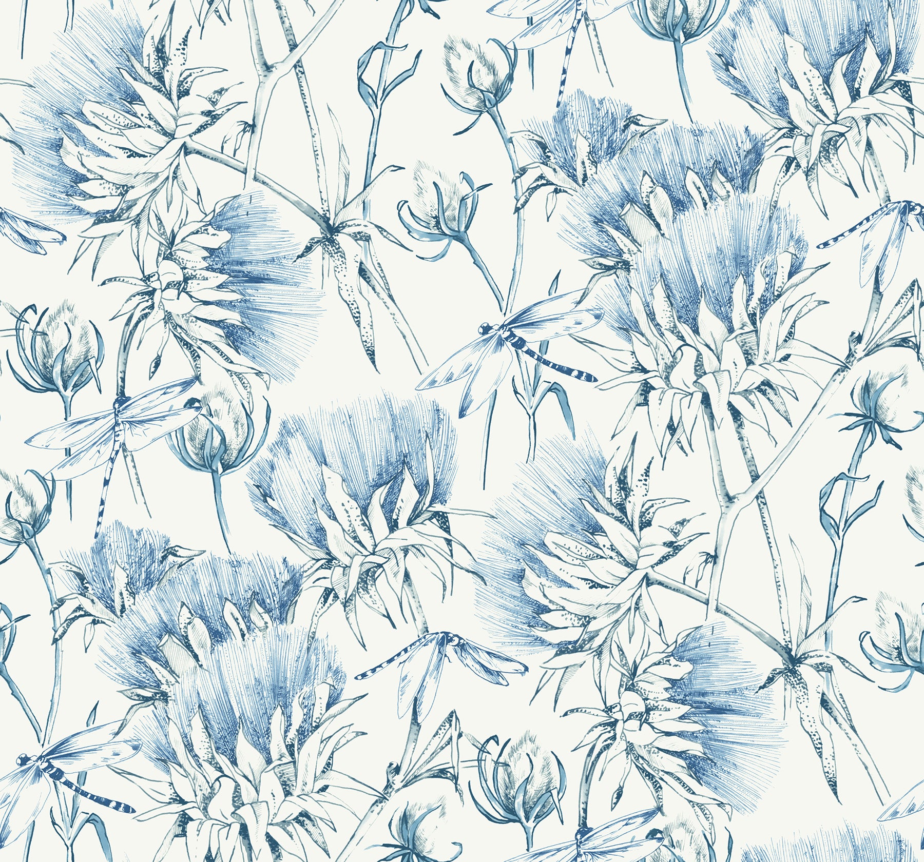Mariell Dragonfly Wallpaper Wallpaper A-Street Prints Double Roll Blue 