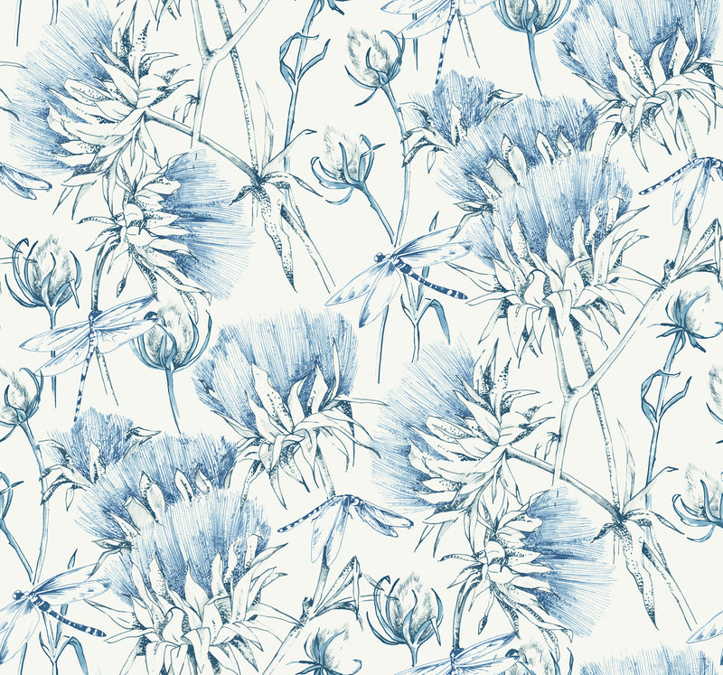 Mariell Dragonfly Wallpaper Wallpaper A-Street Prints Double Roll Blue 