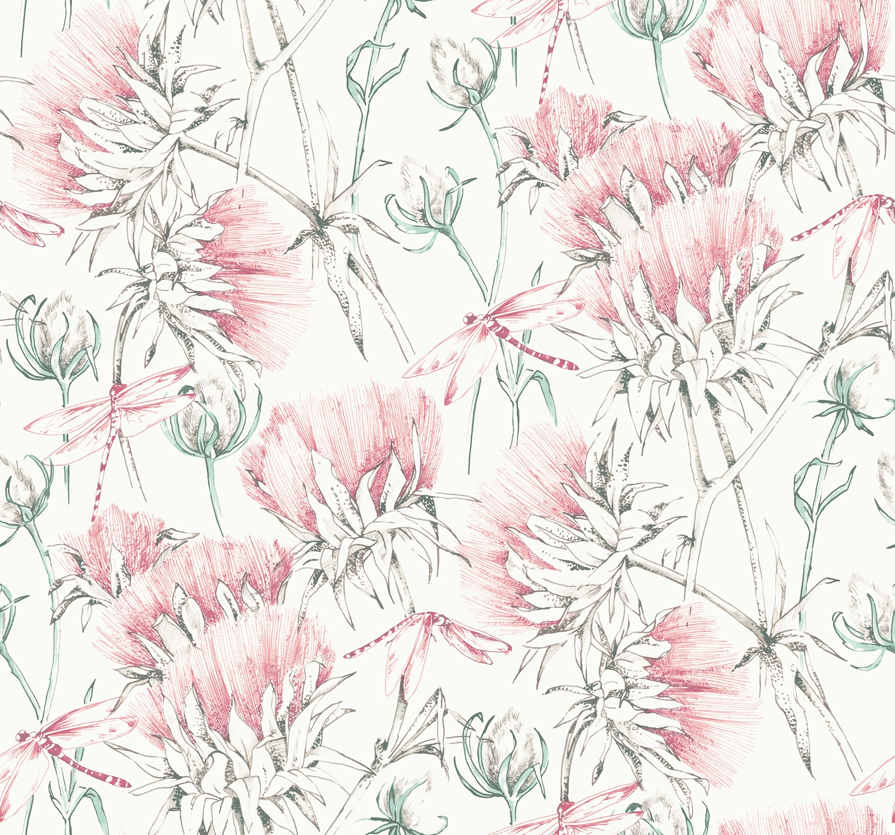 Mariell Dragonfly Wallpaper Wallpaper A-Street Prints Double Roll Pink 