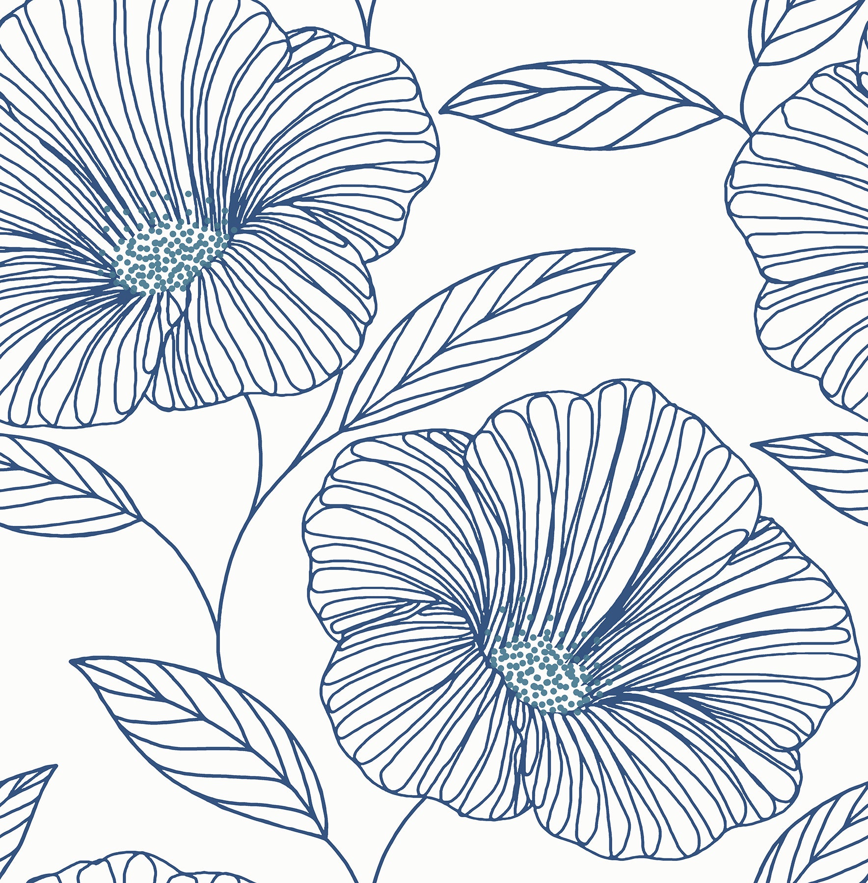 Mythic Dove Floral Wallpaper Wallpaper A-Street Prints Double Roll Blue 