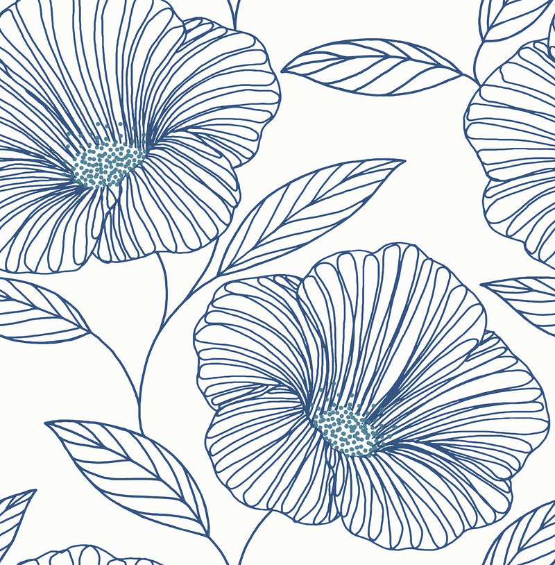 Mythic Dove Floral Wallpaper Wallpaper A-Street Prints Double Roll Blue 
