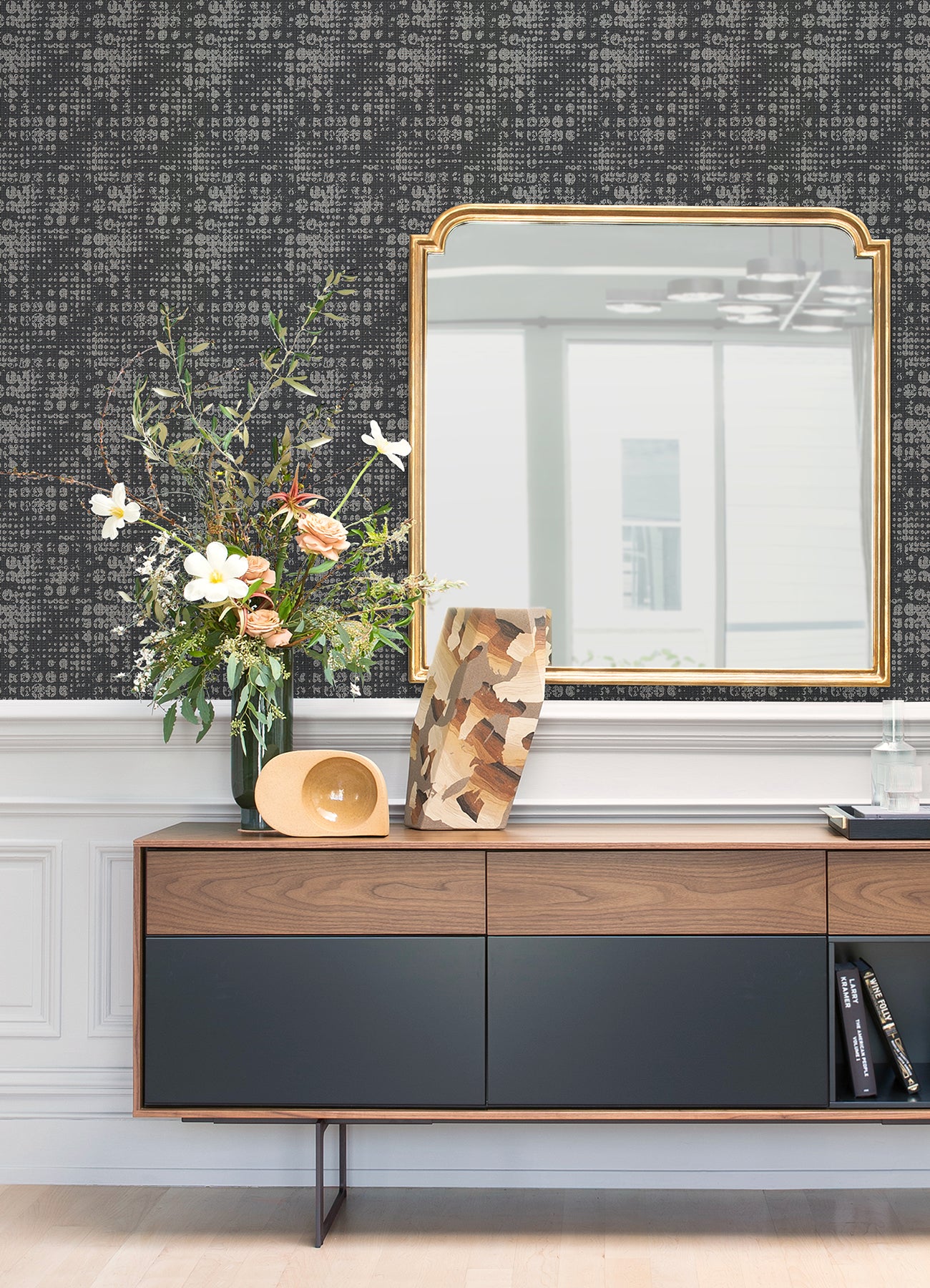 Celeste Platinum Circle Grid Wallpaper Wallpaper A-Street Prints   