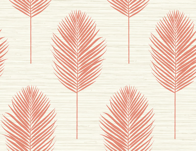 Bali Coral Fern Wallpaper Wallpaper A-Street Prints Double Roll Coral 