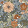 Victoria Pastel Floral Nouveau Wallpaper Wallpaper A-Street Prints Double Roll Blue 