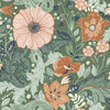 Victoria Pastel Floral Nouveau Wallpaper Wallpaper A-Street Prints Double Roll Green 