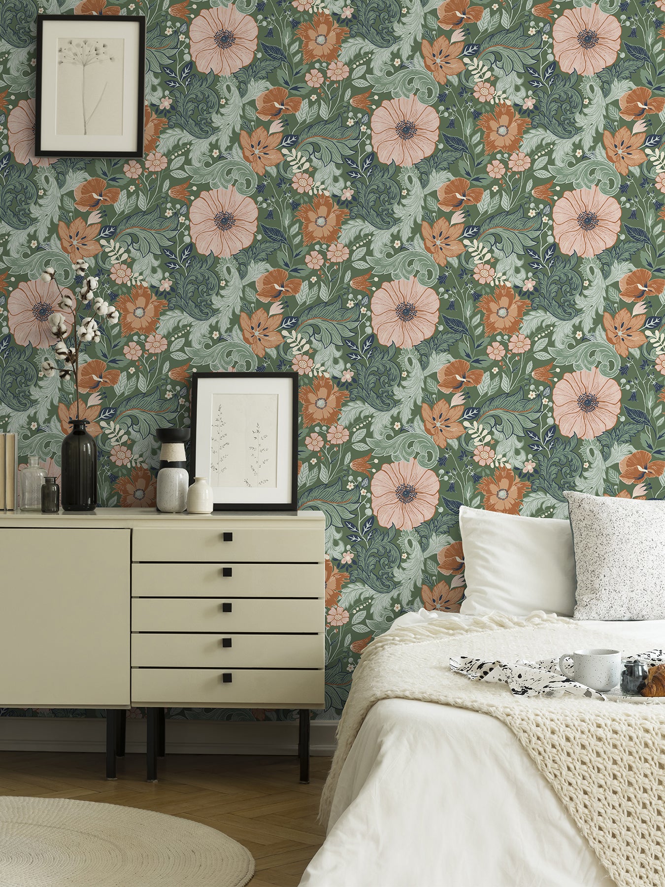 Victoria Pastel Floral Nouveau Wallpaper Wallpaper A-Street Prints   