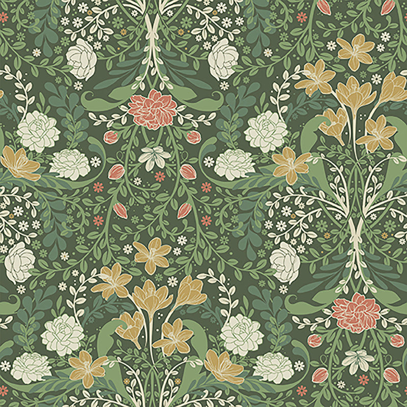 Froso Garden Damask Wallpaper Wallpaper A-Street Prints Double Roll Green 