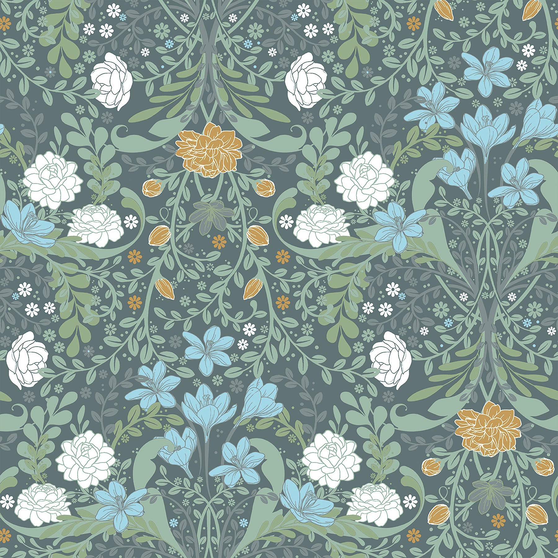 Froso Garden Damask Wallpaper Wallpaper A-Street Prints Double Roll Turquoise 