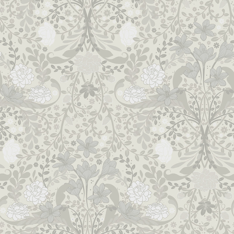 Froso Garden Damask Wallpaper Wallpaper A-Street Prints Double Roll Light Grey 