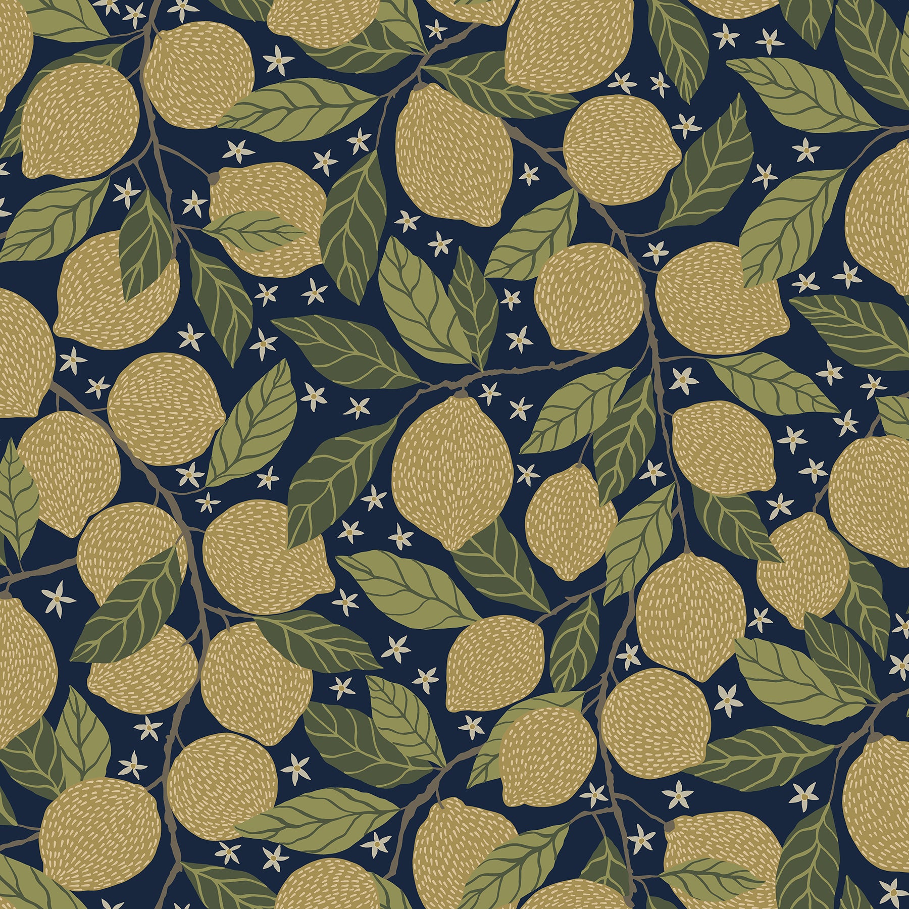 Lemona Fruit Tree Wallpaper Wallpaper A-Street Prints Double Roll Navy 