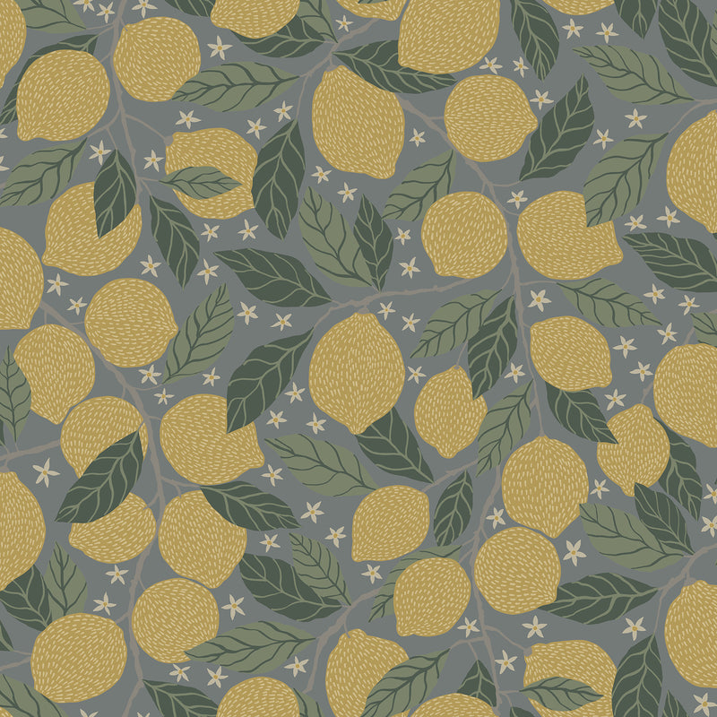 Lemona Fruit Tree Wallpaper Wallpaper A-Street Prints Double Roll Blue 