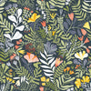 Brittsommar Woodland Floral Wallpaper Wallpaper A-Street Prints Double Roll Navy Blue 