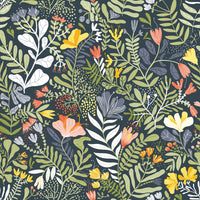 Brittsommar Woodland Floral Wallpaper Wallpaper A-Street Prints Double Roll Navy Blue 