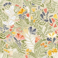 Brittsommar Woodland Floral Wallpaper Wallpaper A-Street Prints Double Roll Beige Green 