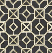 Livia Trellis Wallpaper Wallpaper A-Street Prints Double Roll Black 